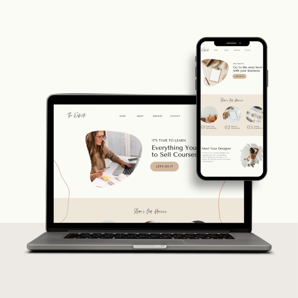Responsive website design mockup on laptop and smartphone